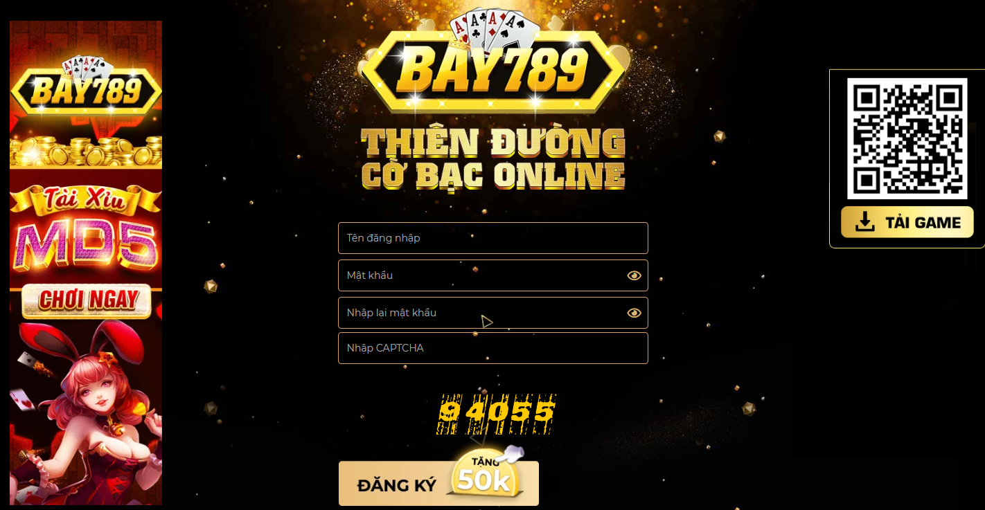 Giao diện trang chủ cổng game Bay789